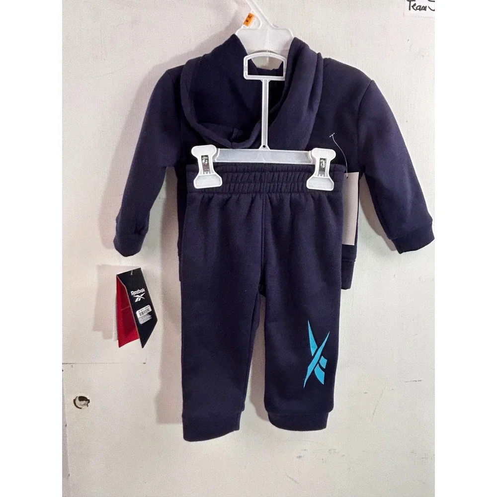 Reebok Jogger Set 12M Vector Navy Fleece Hoodie & Pants Kids